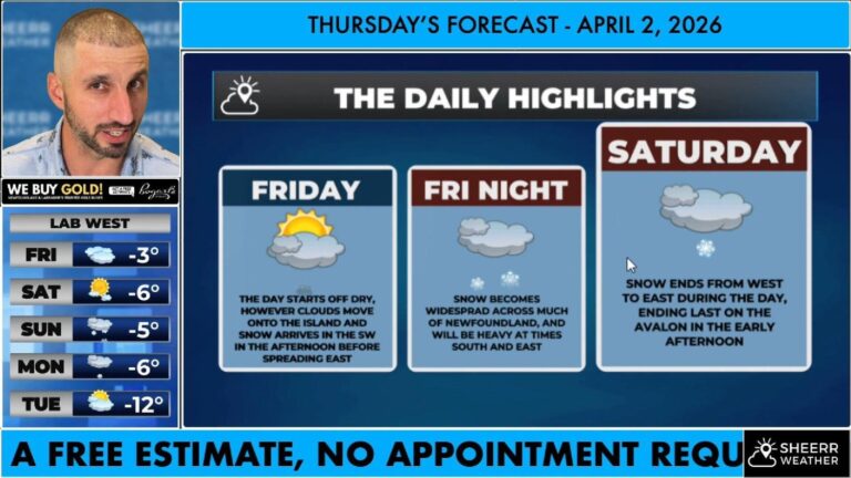 Another round of wintry weather arrives in Newfoundland Friday afternoon