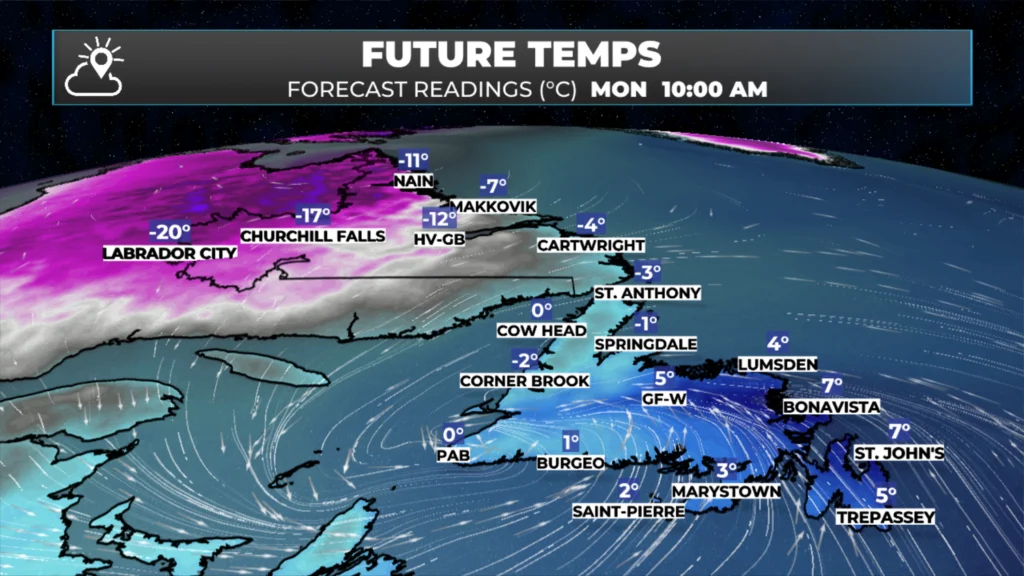 The forecast temperatures at 10 AM today (Jan 12, 2026).