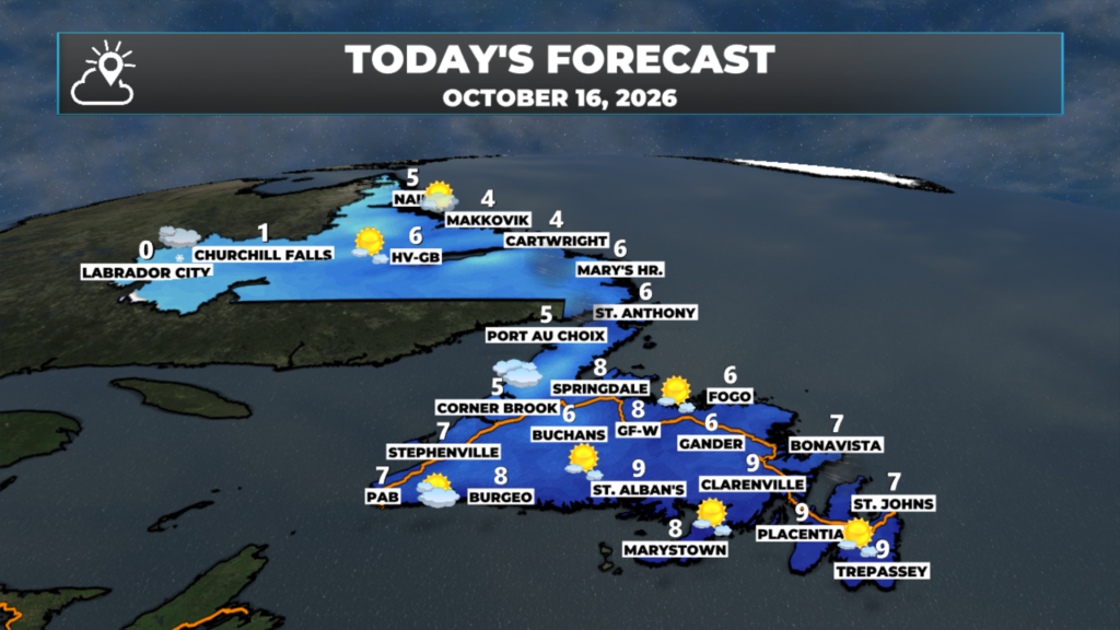 Today's forecast for NL | October 16, 2026