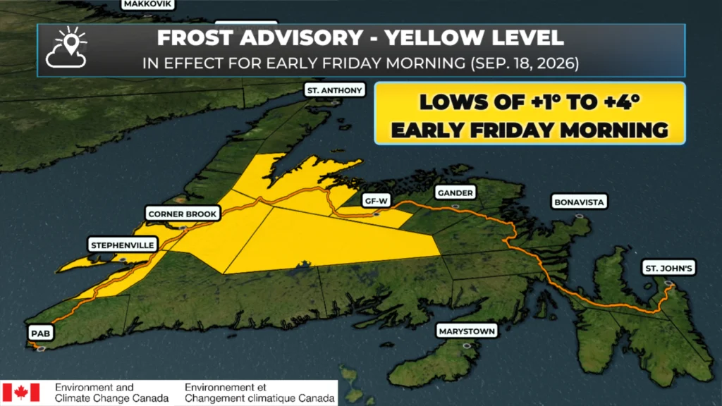 A Frost Advisory is in effect for the highlighted areas early Friday morning.