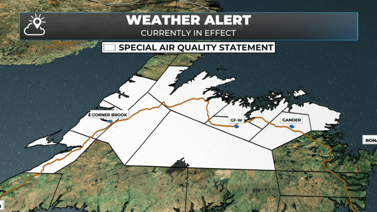 Wildfire smoke from Nova Scotia is impacting air quality in parts of Newfoundland