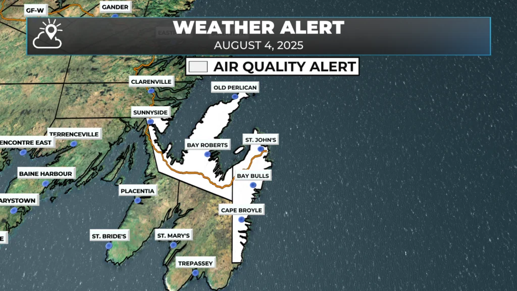Air Quality Alert issued for parts of the Avalon due to wildfire smoke: forecast graphic 1