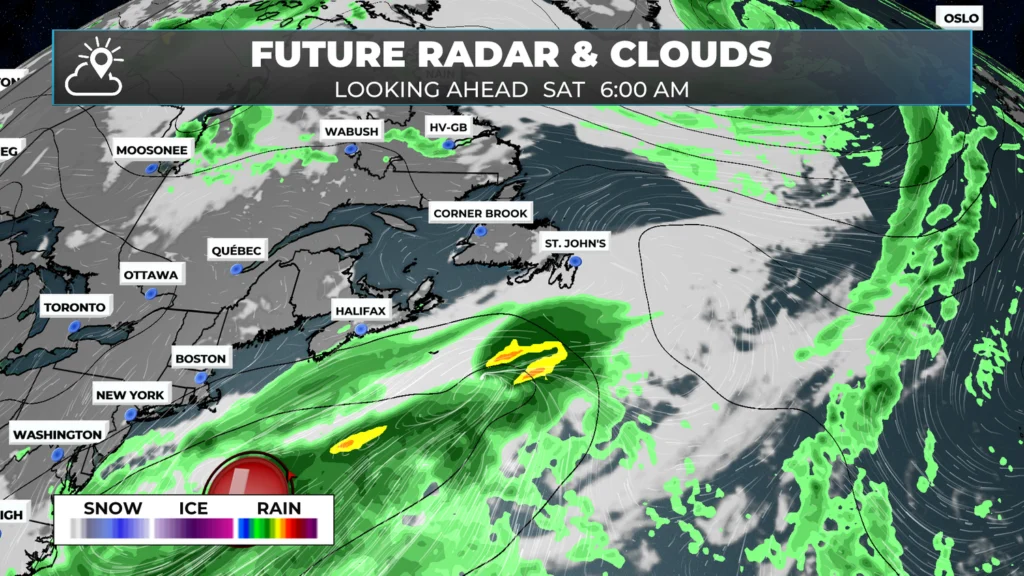 The warmth continues on the Island while damp weather takes hold in Labrador: forecast graphic 3