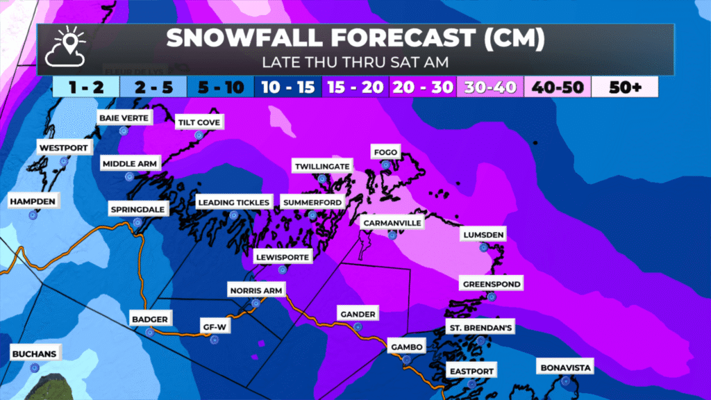 Arctic Front and Developing Low Bring Widespread Winter Storm Conditions to NL today — December 5, 2025: forecast graphic 6