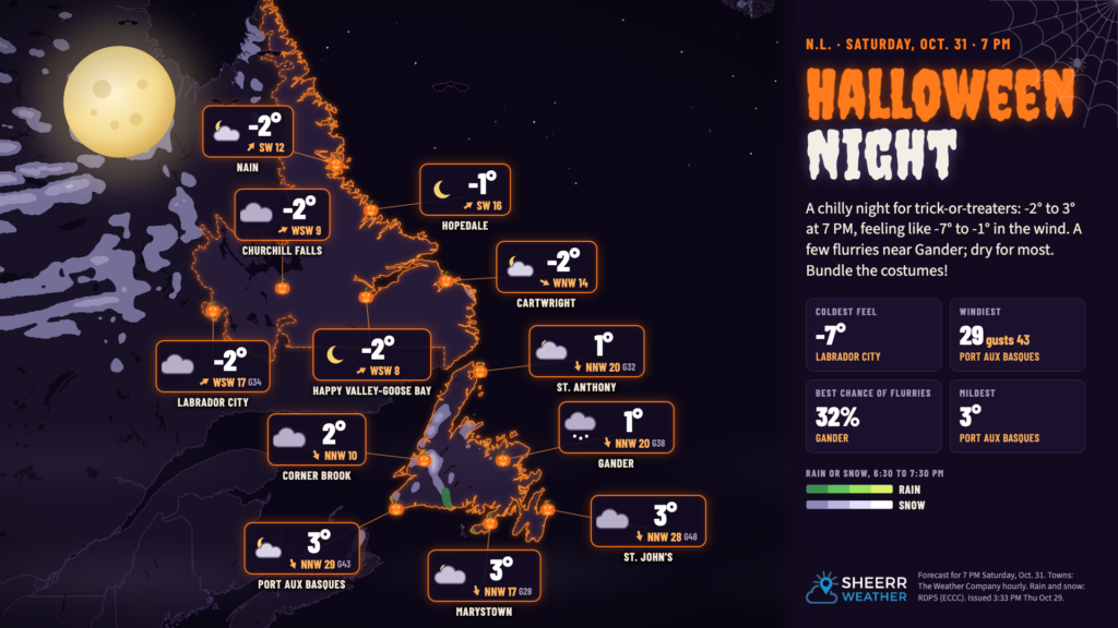 Rain, Snow In NL’s Forecast For Friday and Halloween