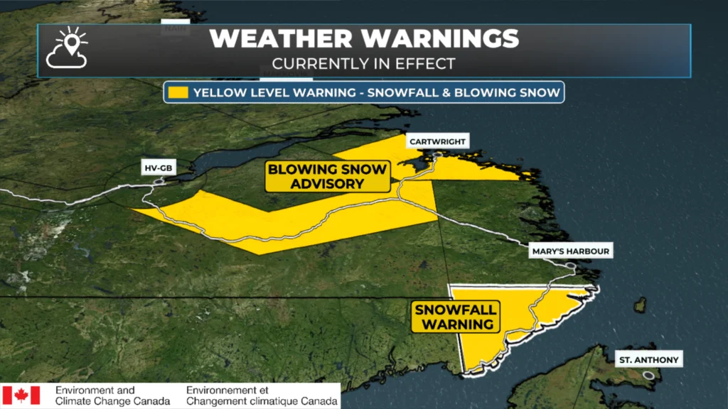 Blowing Snow Advisories, Winter Storm Warning and Wind Warnings Issued for Newfoundland by Environment Canada for Saturday Night and Sunday: forecast graphic 6