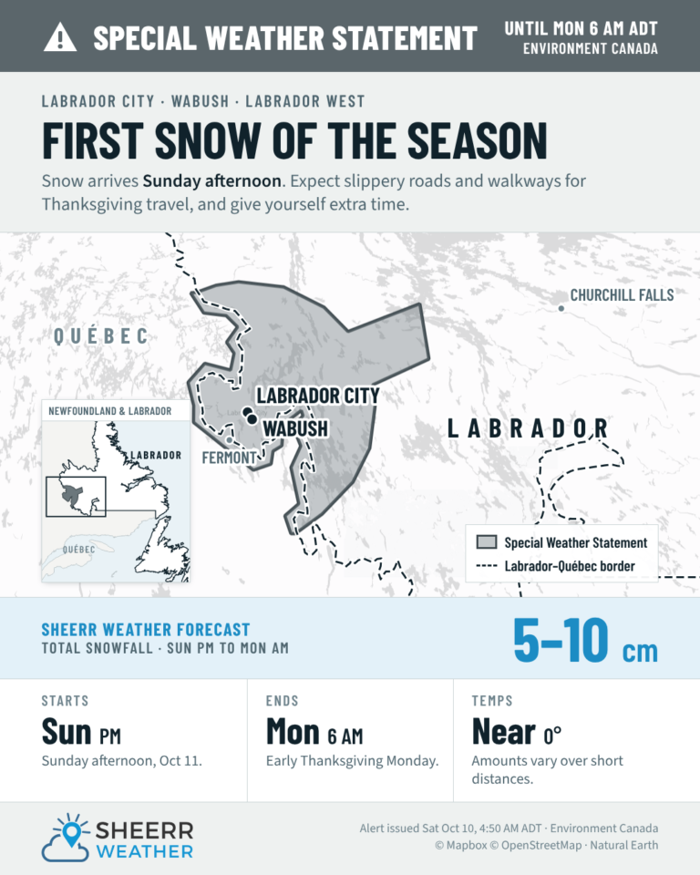 Special Weather Statement: First Snow of the Season for Labrador West