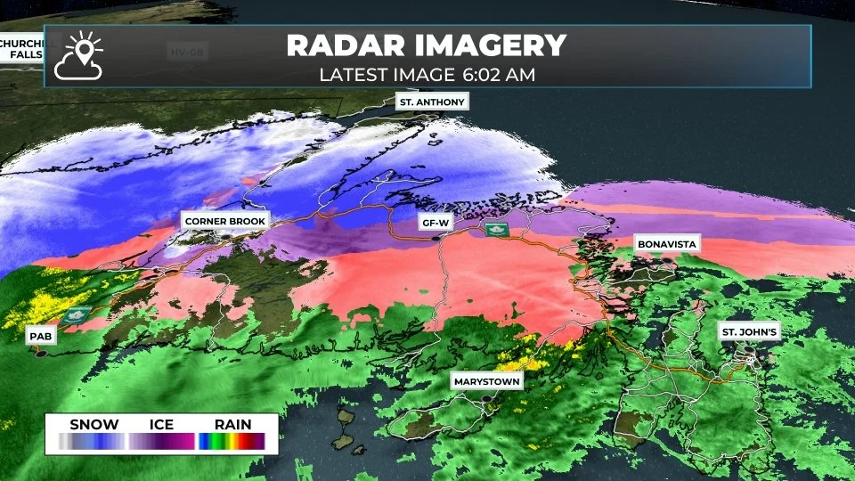 Radar image as of 6:02 AM on January 12, 2026.
