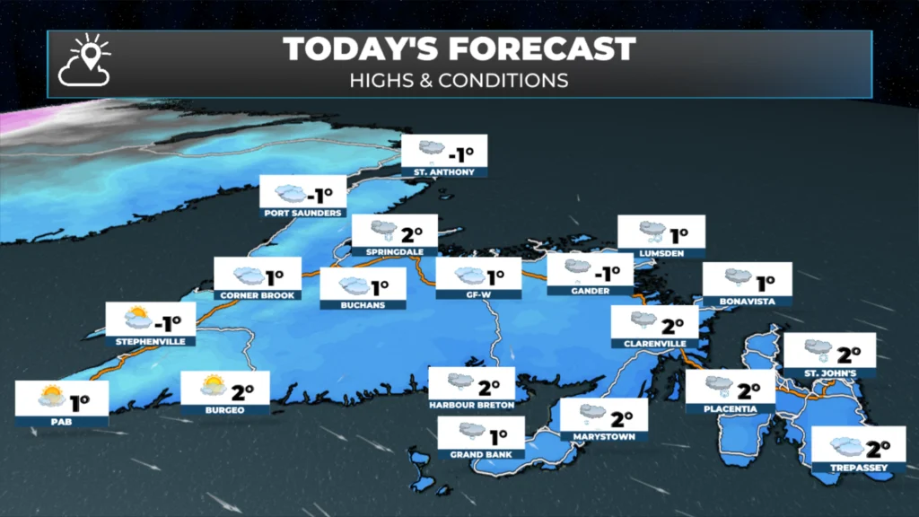 Newfoundland’s forecast for today - February 11, 2026.