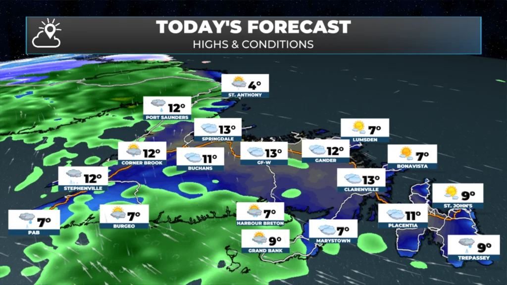 Newfoundland's forecast for today, May 20, 2026.