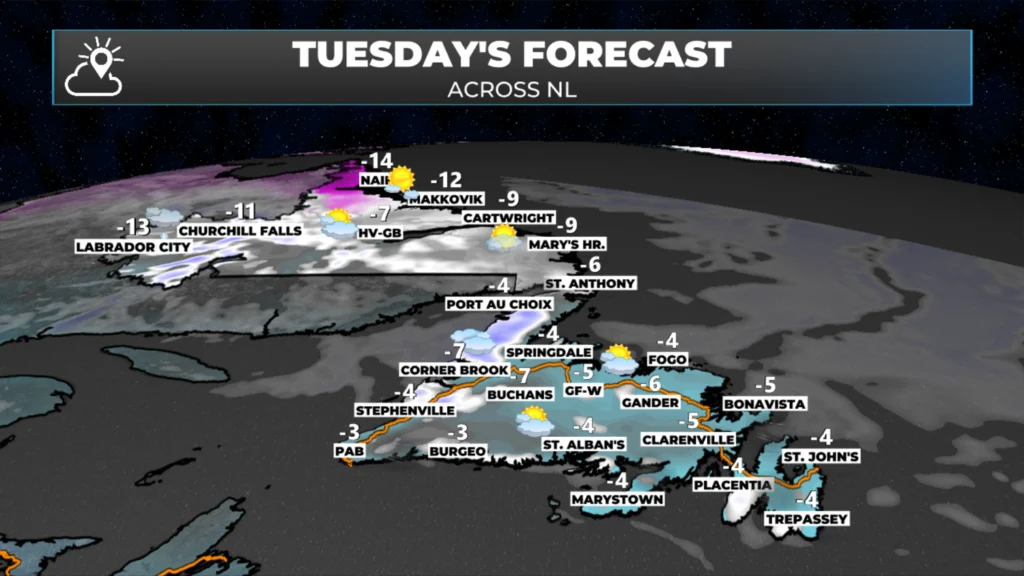 Tuesday’s forecast for Newfoundland and Labrador - March 3, 2026