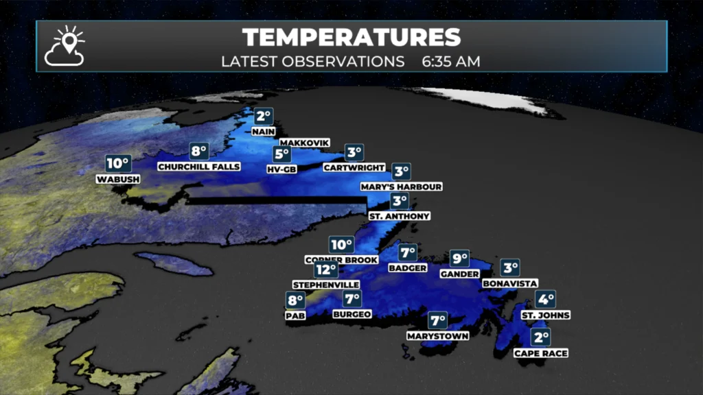 NL Temps as of of 6:35 AM on June 11, 2026