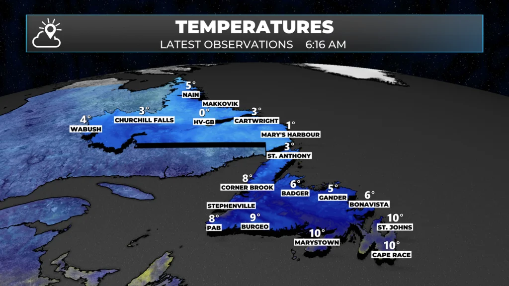 Temps across NL this morning.