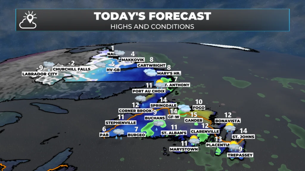 Today’s forecast for Newfoundland & Labrador. April 20, 2026.