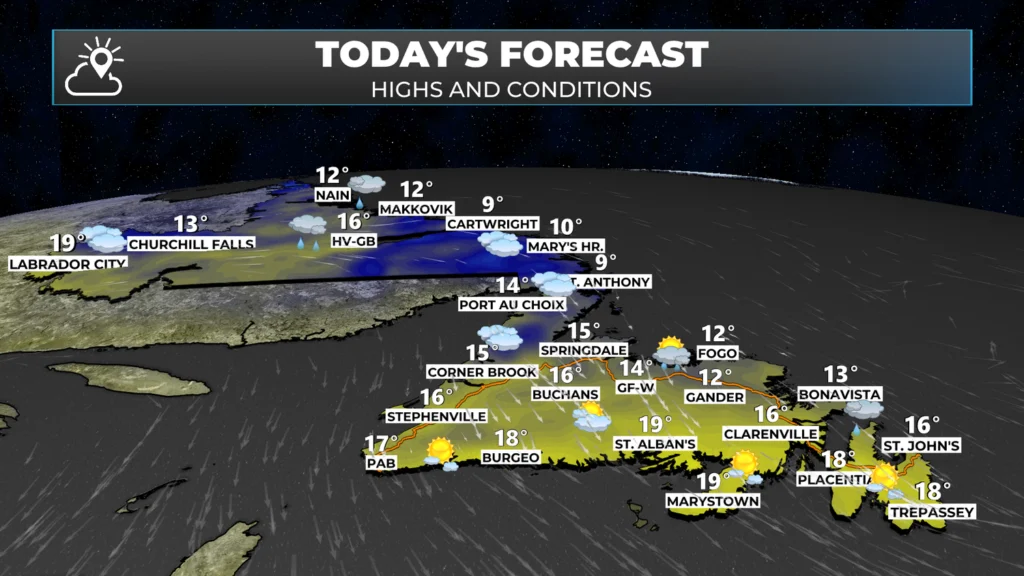 Today's forecast for NL. September 15, 2025