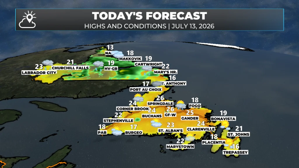 Monday Morning’s Weather Briefing — July 13, 2026: forecast graphic 1