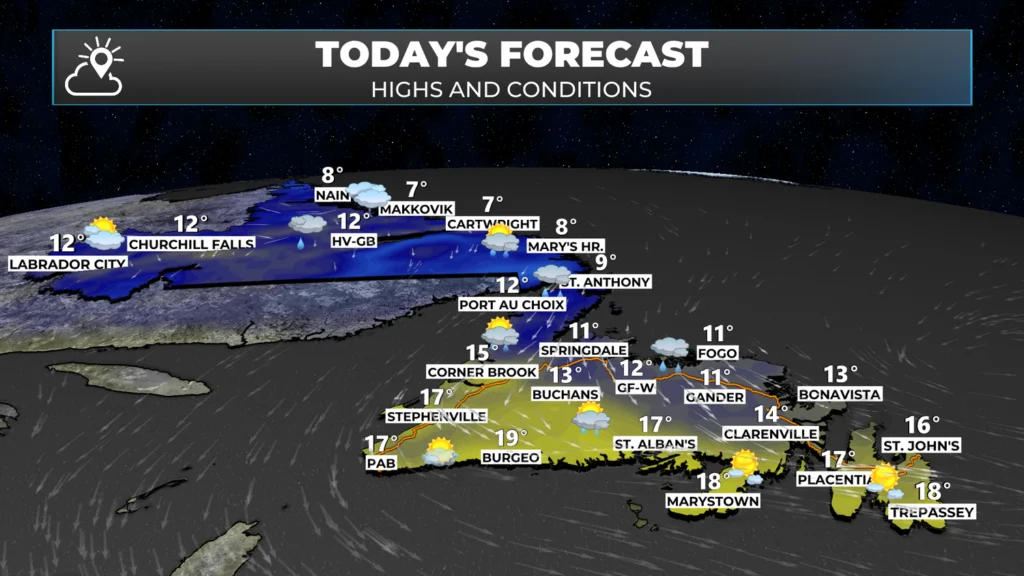 Today's forecast for Newfoundland and Labrador.
