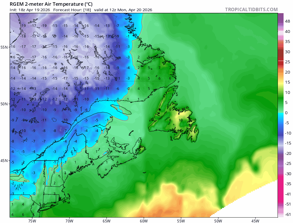 Watch the cold air move across the region between this morning and Tuesday morning.