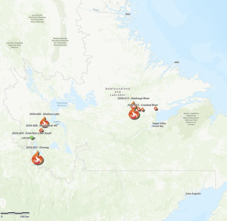 Multiple Wildfires Burning in Labrador Following Friday’s Thunderstorms
