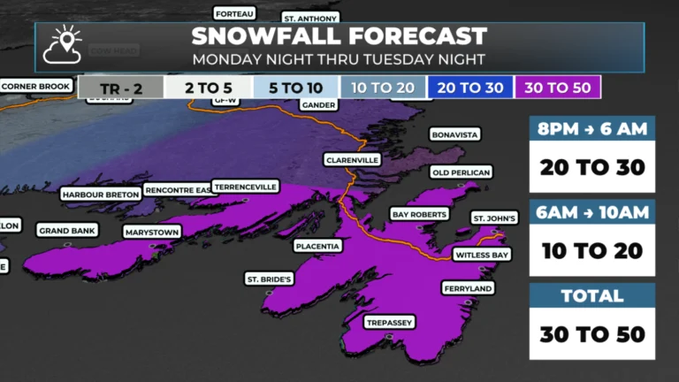 Significant Winter Storm Targets Eastern/Central/Southern Newfoundland Tonight into Tuesday