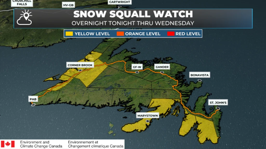 Yellow Level Extreme Cold Warning in effect for parts of Labrador via ECCC NL.
