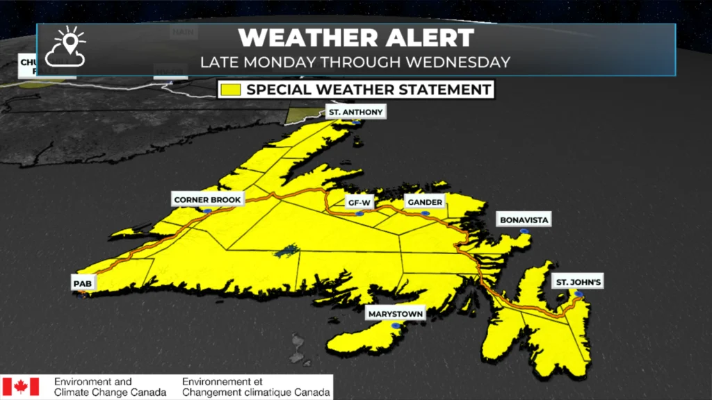 Special Weather Statements Issued Ahead Of Early Week Storm: forecast graphic 1