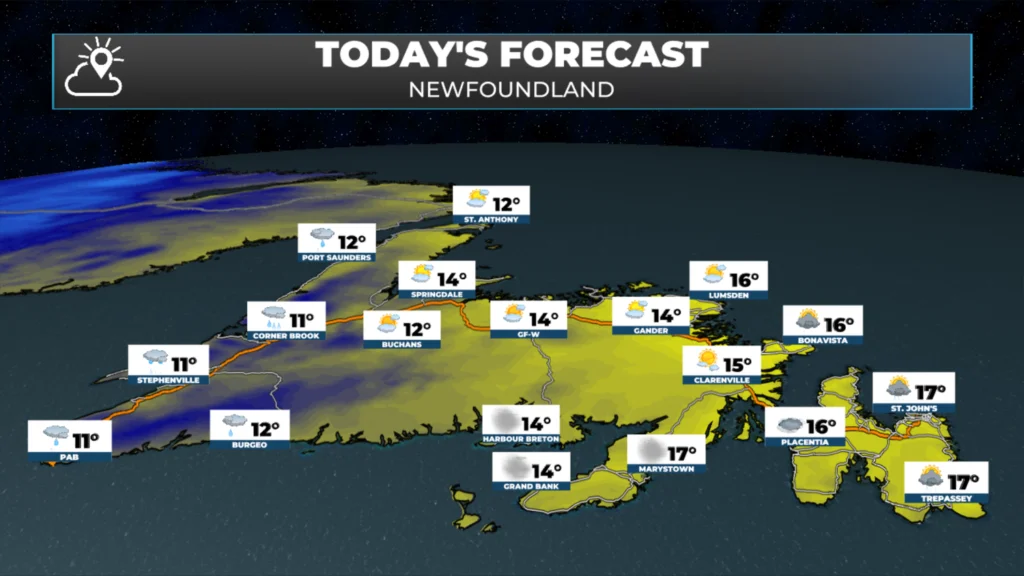 Today's forecast across Newfoundland