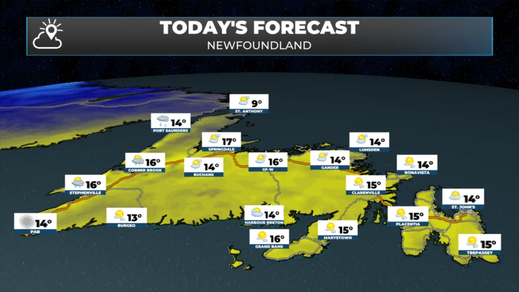Today's forecast across Newfoundland