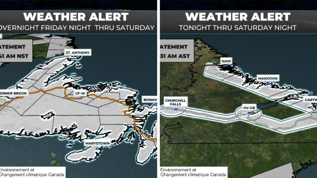 Special Weather Statements issued for NL by Environment Canada for tonight into Saturday as mild system will bring rain, ice and snow… and wind
