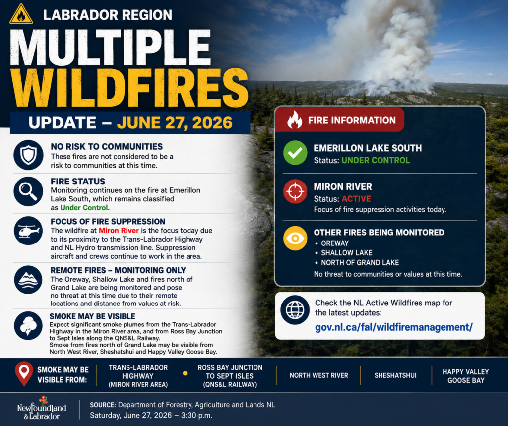 Multiple Wildfires Burning in Labrador Following Friday's Thunderstorms: forecast graphic 1
