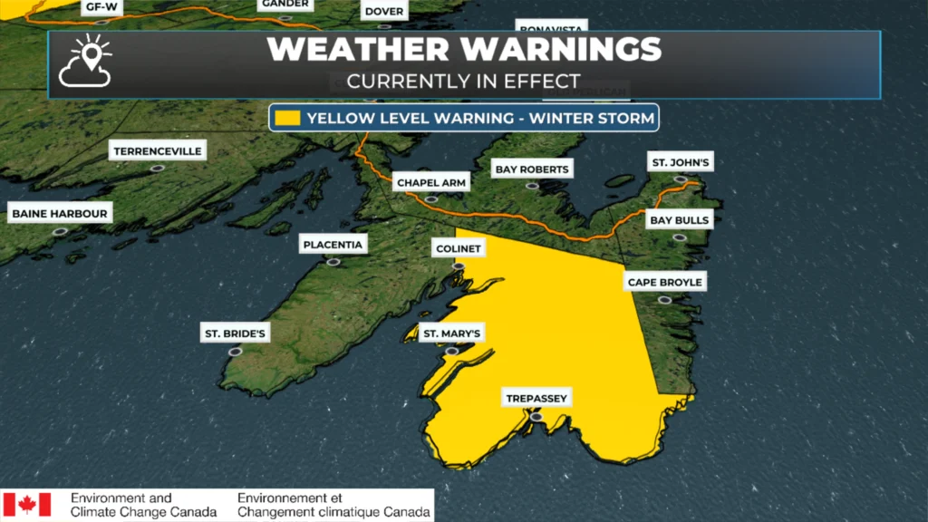 Blowing Snow Advisories, Winter Storm Warning and Wind Warnings Issued for Newfoundland by Environment Canada for Saturday Night and Sunday: forecast graphic 3