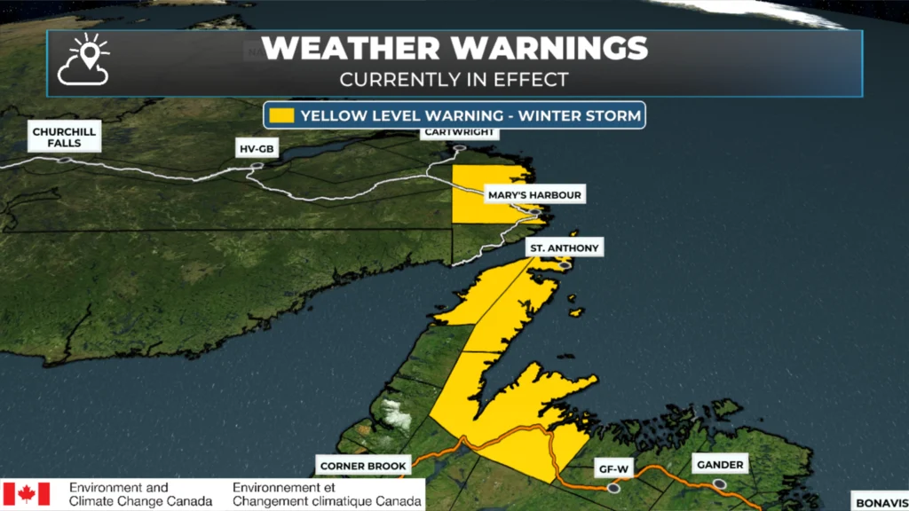 Blowing Snow Advisories, Winter Storm Warning and Wind Warnings Issued for Newfoundland by Environment Canada for Saturday Night and Sunday: forecast graphic 5